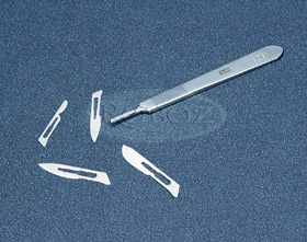 Pictured : Scalpel Handle (RS-9843) and various blades.